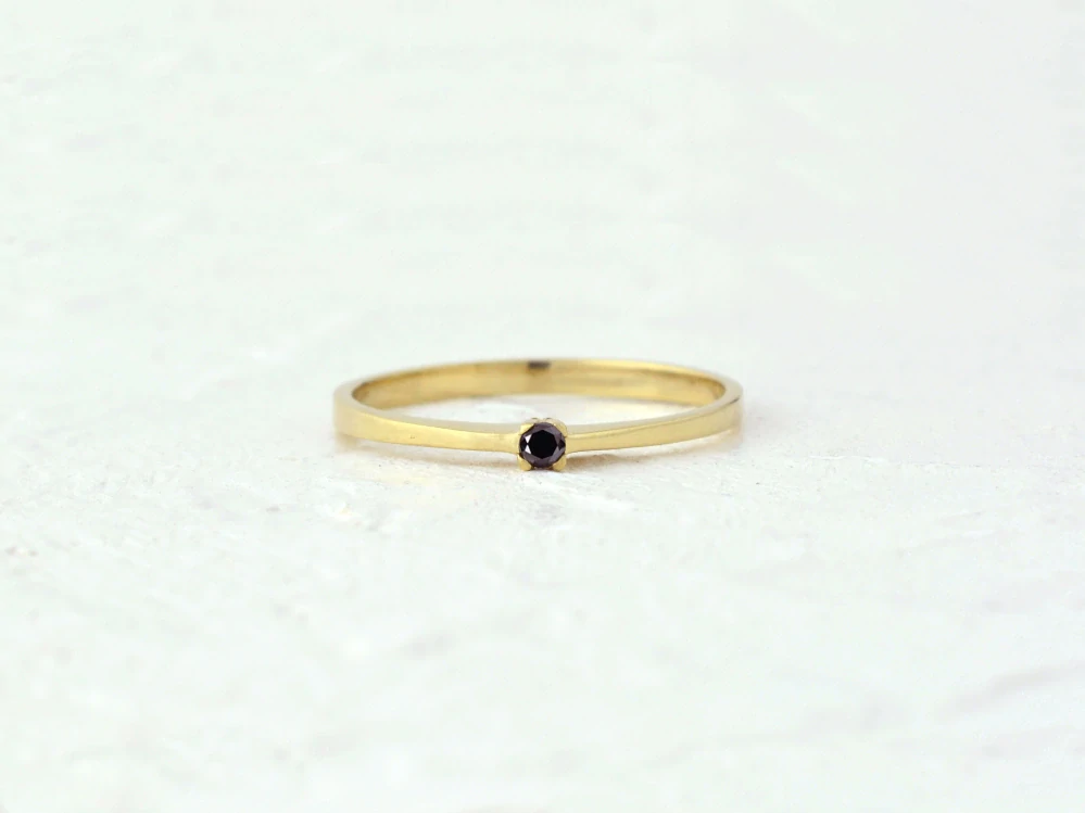 585/1000 zlatý prsten s přírodním černým diamantem Be my