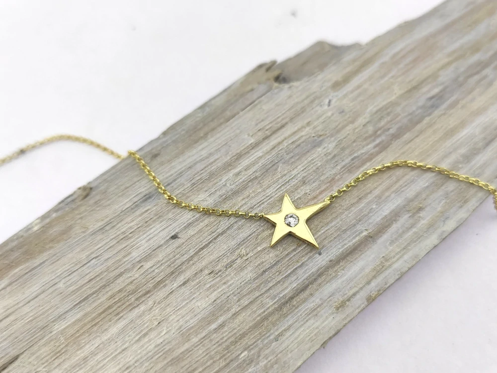 585/1000 zlatý náhrdelník s přírodním diamantem