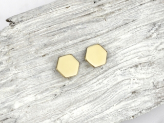 585/1000 zlaté náušnice Hexagon